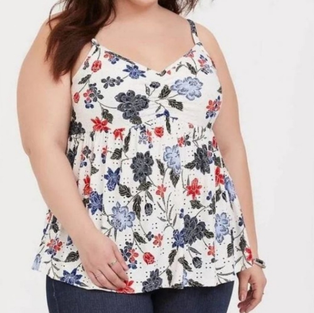 Torrid knit Eyelet V Neck Babydoll Cami Plus Size 1